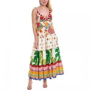 NWT Farm Rio Mixed Picnic Linen-Blend Maxi Dress Women's